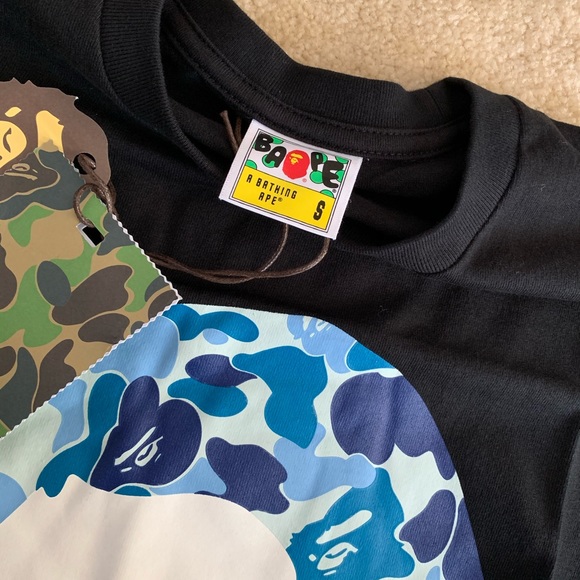 Bape Black Double Sided Blue Camo Head Tee - Picture 3 of 6